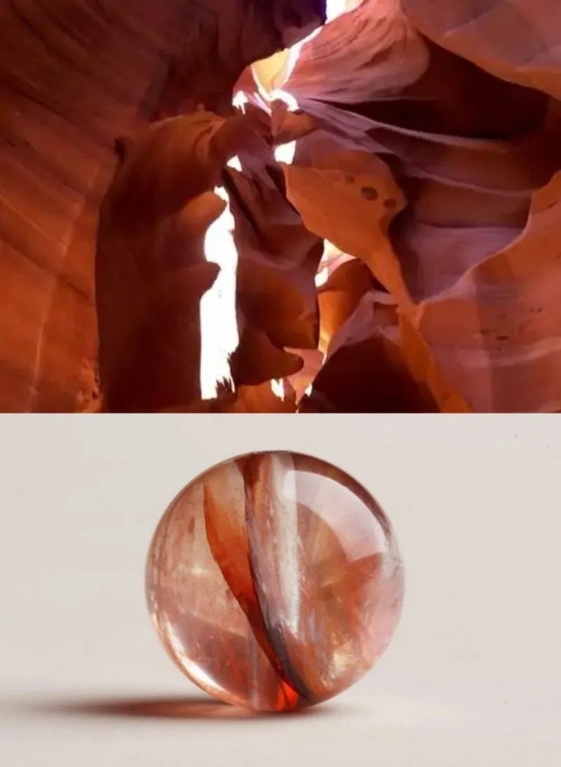 

Natural Red Phantom Quartz Loose Beads DIY Red Ghost Crystal Gemstone for DIY Bracelets Enhances Vitality Passion and Wealth