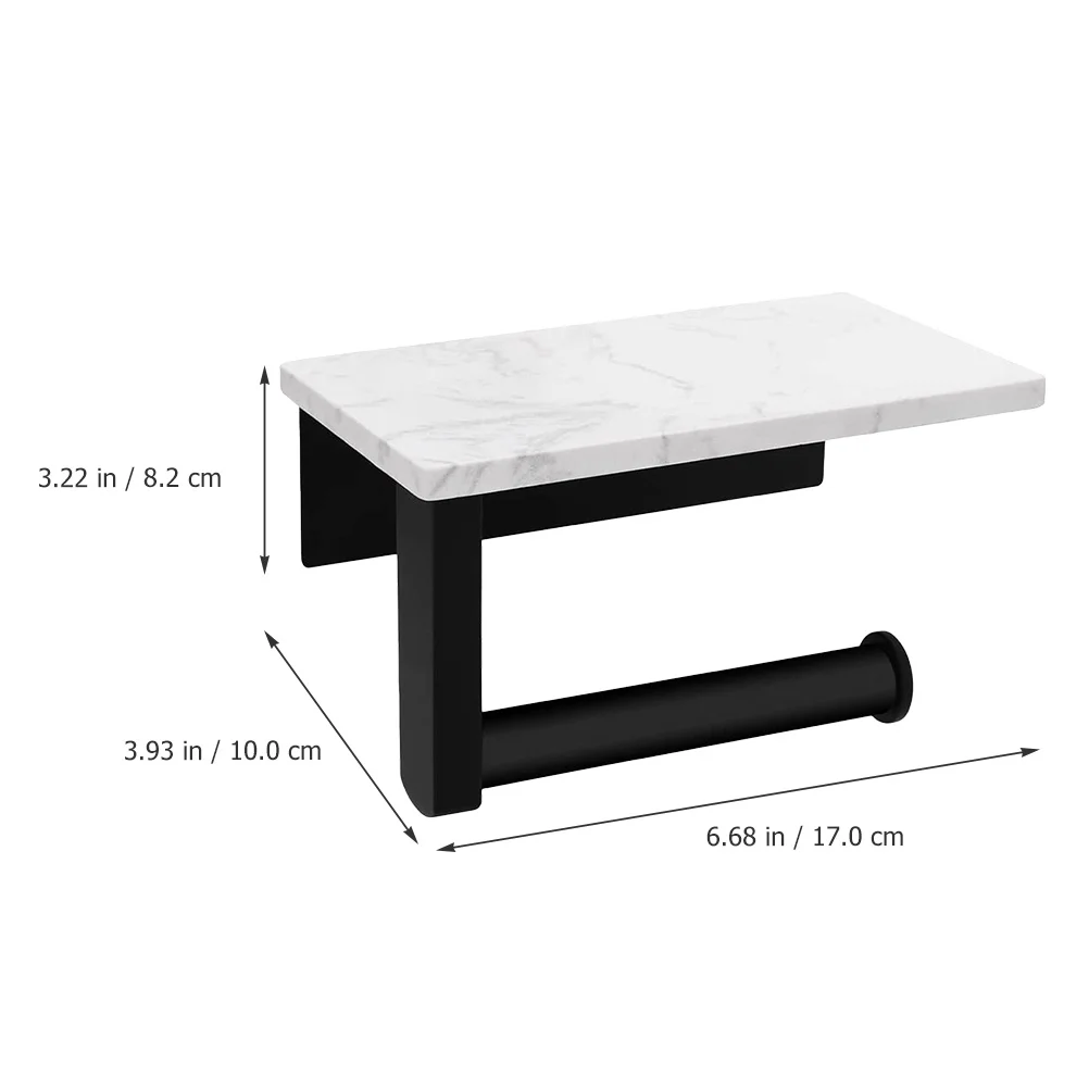 

Elegant Stainless Steel Marble Toilet Paper Holder Wall Mounted with Shelf for Bathroom Kitchen Paper Roll Towel Storage Rack