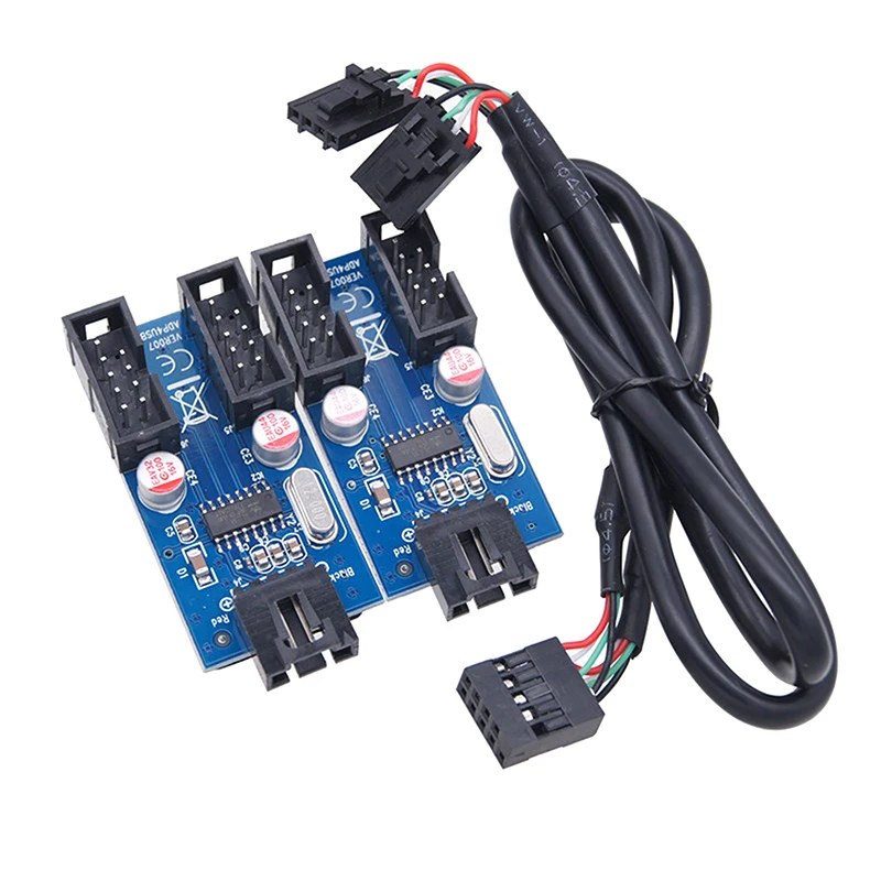 USB2.0 Multiplier USB 9 Pin Interface Header Wiring Motherboard Extension Splitter 1 To 2/4 Cable Desktop Connector Adapter Port