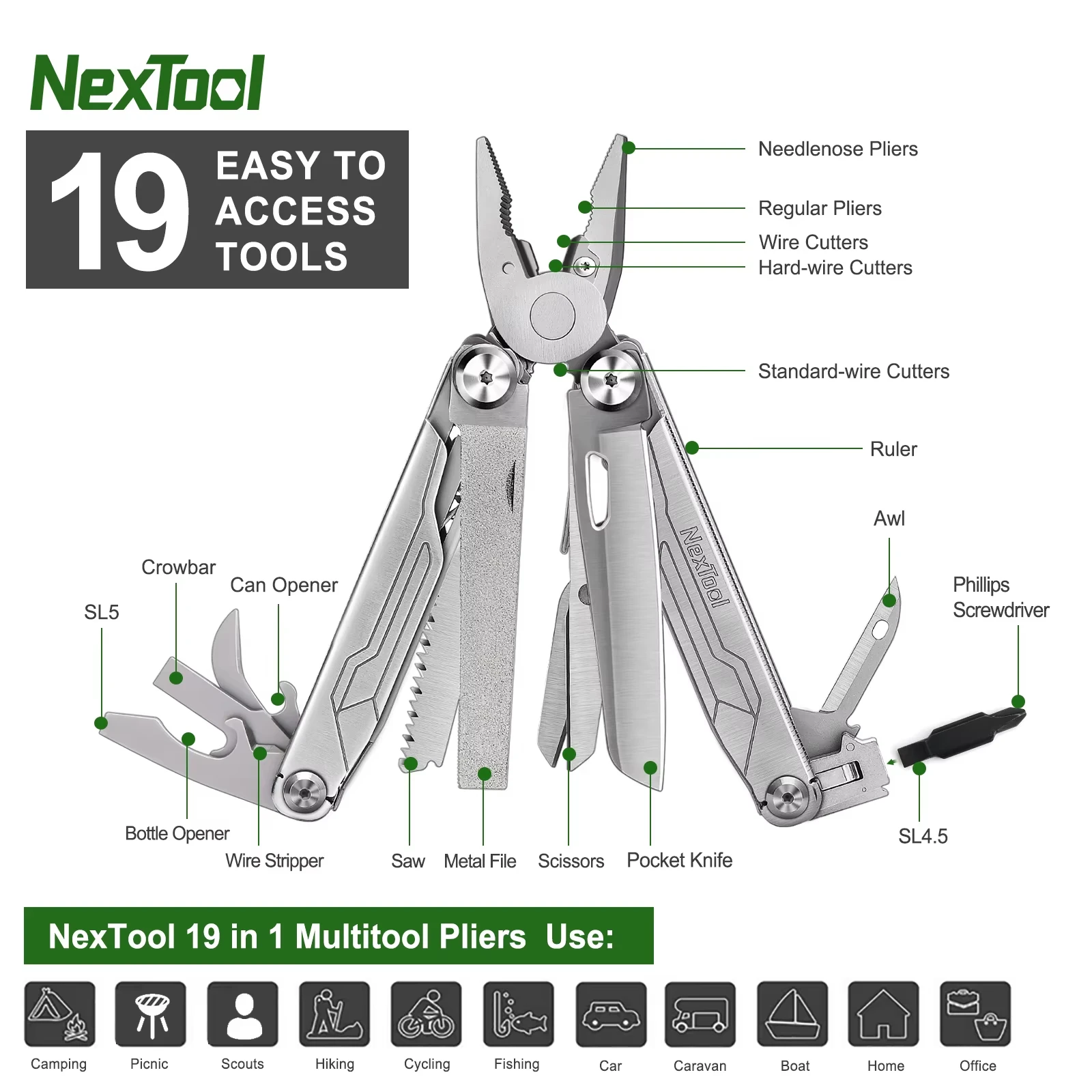NexTool Flagship Captain Multitool Pliers 19 In 1 EDC Pocket Knife Folding Hand Tool Saw Outdoor Multi-Tool Outdoor Camping Tool