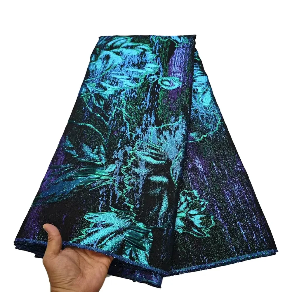 

Африканский тюль, кружевная ткань, прозрачная 5 ярдов, 2025 г., высокое качество, нигерийская парча, жаккардовое кружево для шитья платья, ткань для свадьбы