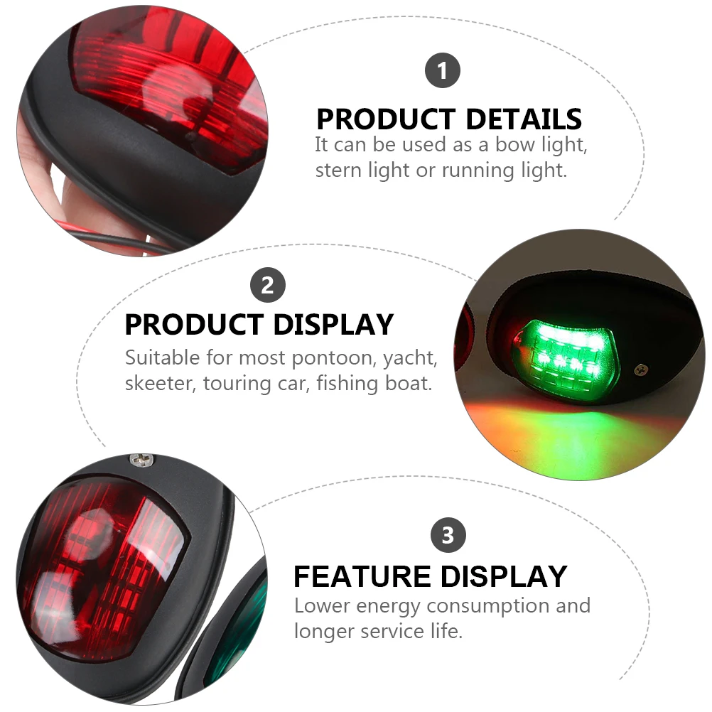 

2pcs Marine Navigation Lights 12V Led Boat Bow Stern Running Signal Light For Yacht Pontoon Fishing Speed Boat Red