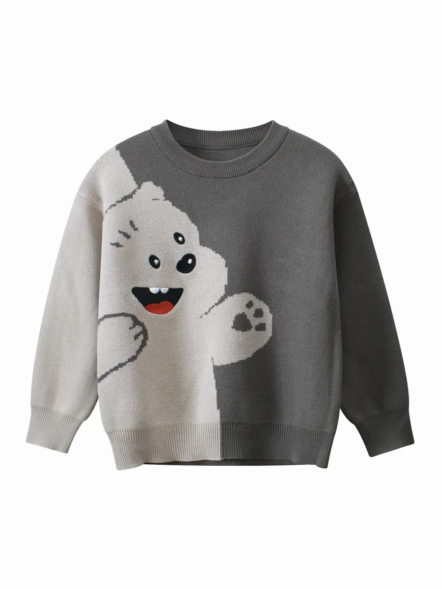 2024 Children Sweater for Boys 100% Cotton Novelty Cute Panda Bear Dinosaurs Cartoon Kid’s knit Sweater Casual Sport Sweaters