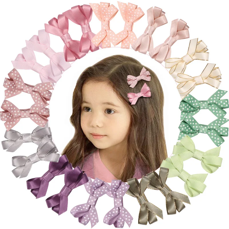 

Girls Bow Hair Clips Grosgrain Cute Mini Bowknots Hairpin Wave Point Bows Alligator Decorative Headwear for Children 6PCS/LOT
