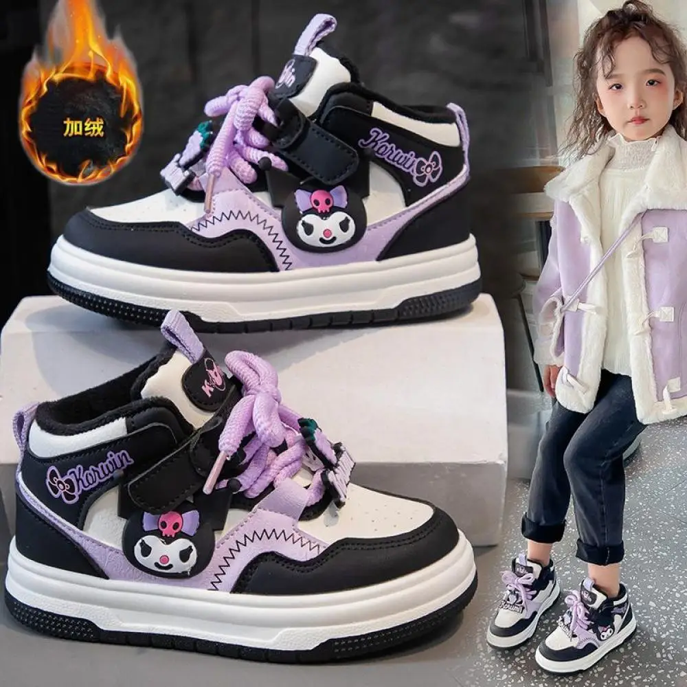 Sanrio Kuromi Girls Hot Selling Sneakers Anti-Slip Casual Shoes My Melody New Style Anime Sports Shoes High Top Kids Snow Boots