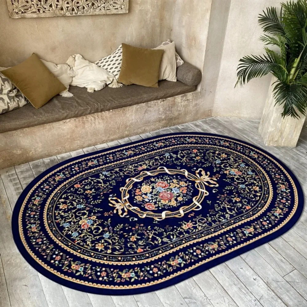 1PC European Ethnic Style Living Room Carpet Oval Retro Persian Carpet Coffee Table Rug Sofa Floor Mat Home Decoration 카페트 Tapis