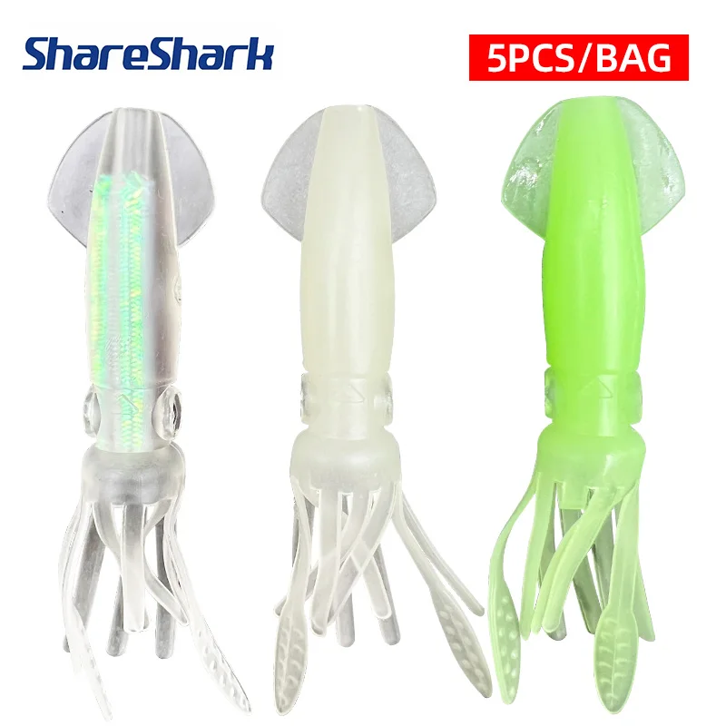 ShareShark 5 Stück/Set 10cm Bionischer Tintenfisch-Köder Künstlicher Meeresfischerei-Köder Outdoor-Angelzubehör