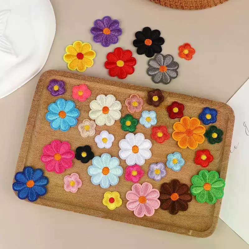 

15/22Pcs Polyester Cartoon Flower Patches Ironing Embroidery Cloth Sticker Patches For Kids Dress Applique DIY Bags Decoration
