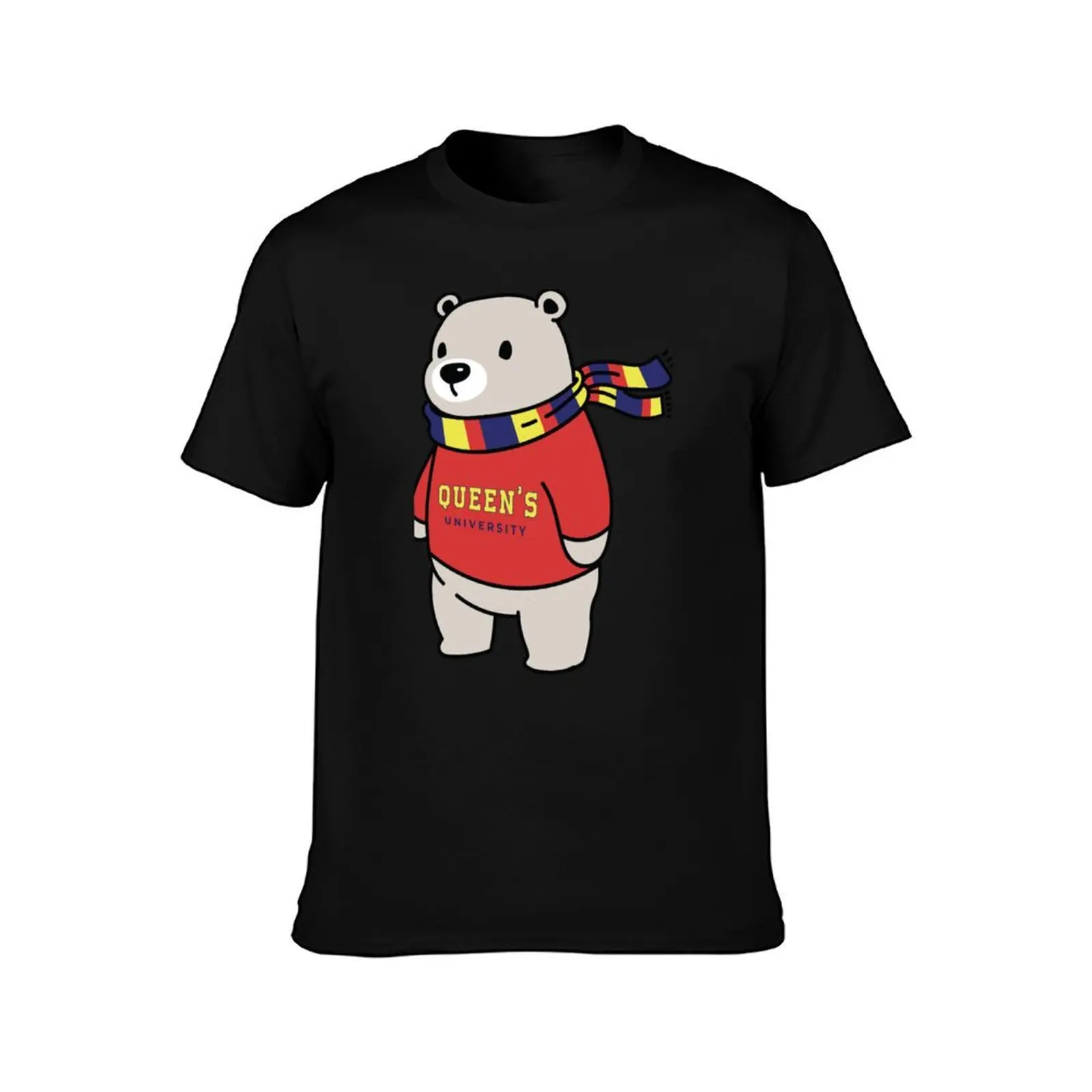 Queens University Bear with Sweater Sticker T-Shirt Daily Wear Print T-Shirt