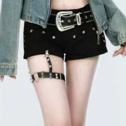 Retro high-end belt, spicy girl, black personality, American punk jeans, belt, rivet accessories, trendy  baggy pants