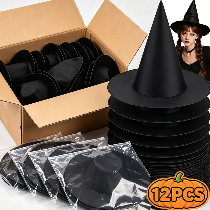 Halloween Hat Black White Witch Cap Halloween Home Party Hanging Decorations Cosplay Props Festival Favor Wizard Hats Kids Toys