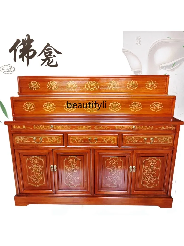 Tibetan Tantra 3-Layer Buddha Shrine Altar Domestic Buddhist Hall Solid Wood Bodhisattva Shrine Clothes Closet furniture