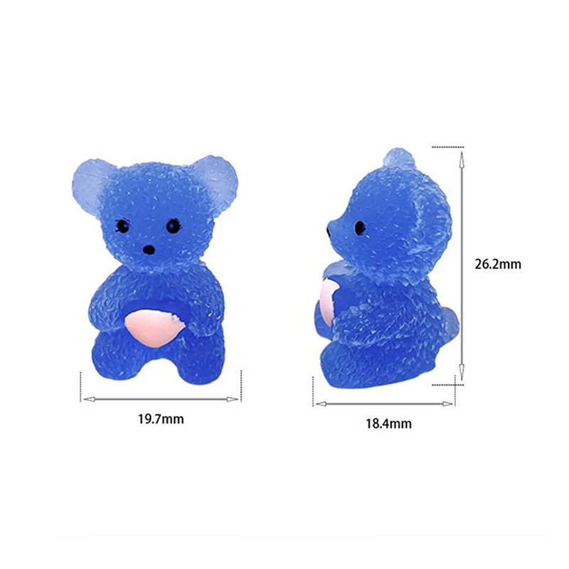 Mini figuritas de adorno de oso de corazón de melocotón luminosas, lindo Oso de resina que brilla en la oscuridad, decoración decorativa de Micro paisaje DIY, 1PC