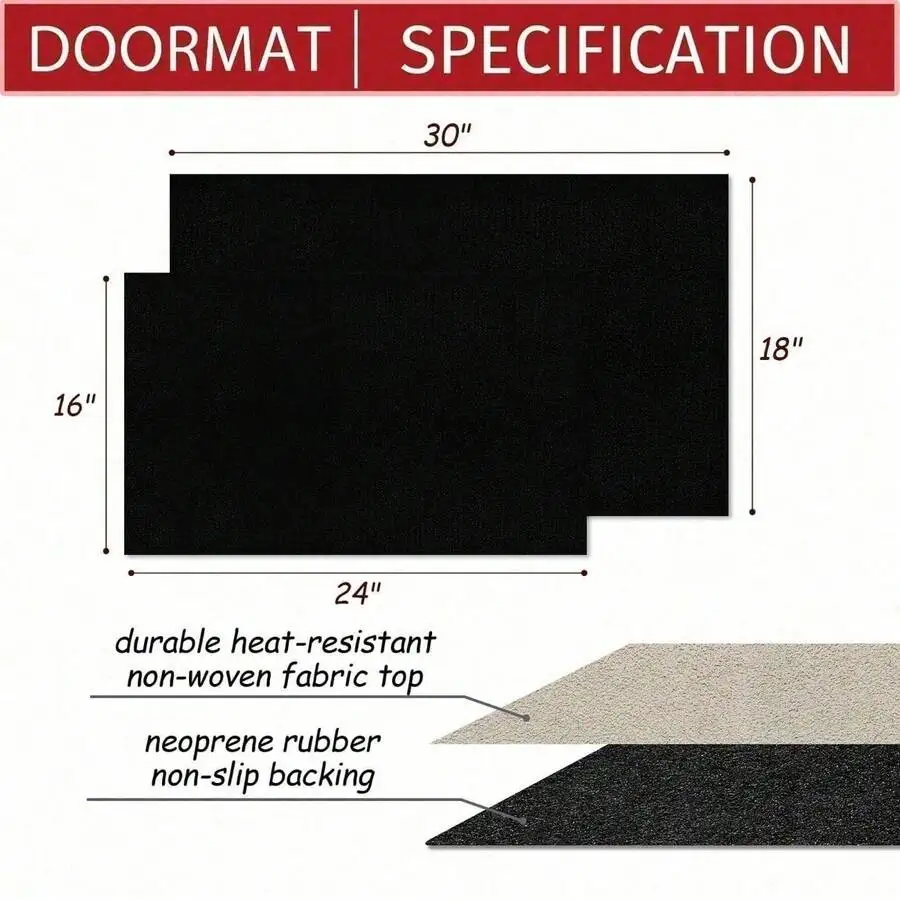 

Heat-Resistant Non-Woven Fabric Doormat With Neoprene Rubber Backing, 16x24 Or 18x30 Inch, Indoor Outdoor Non-Slip Entry Mat