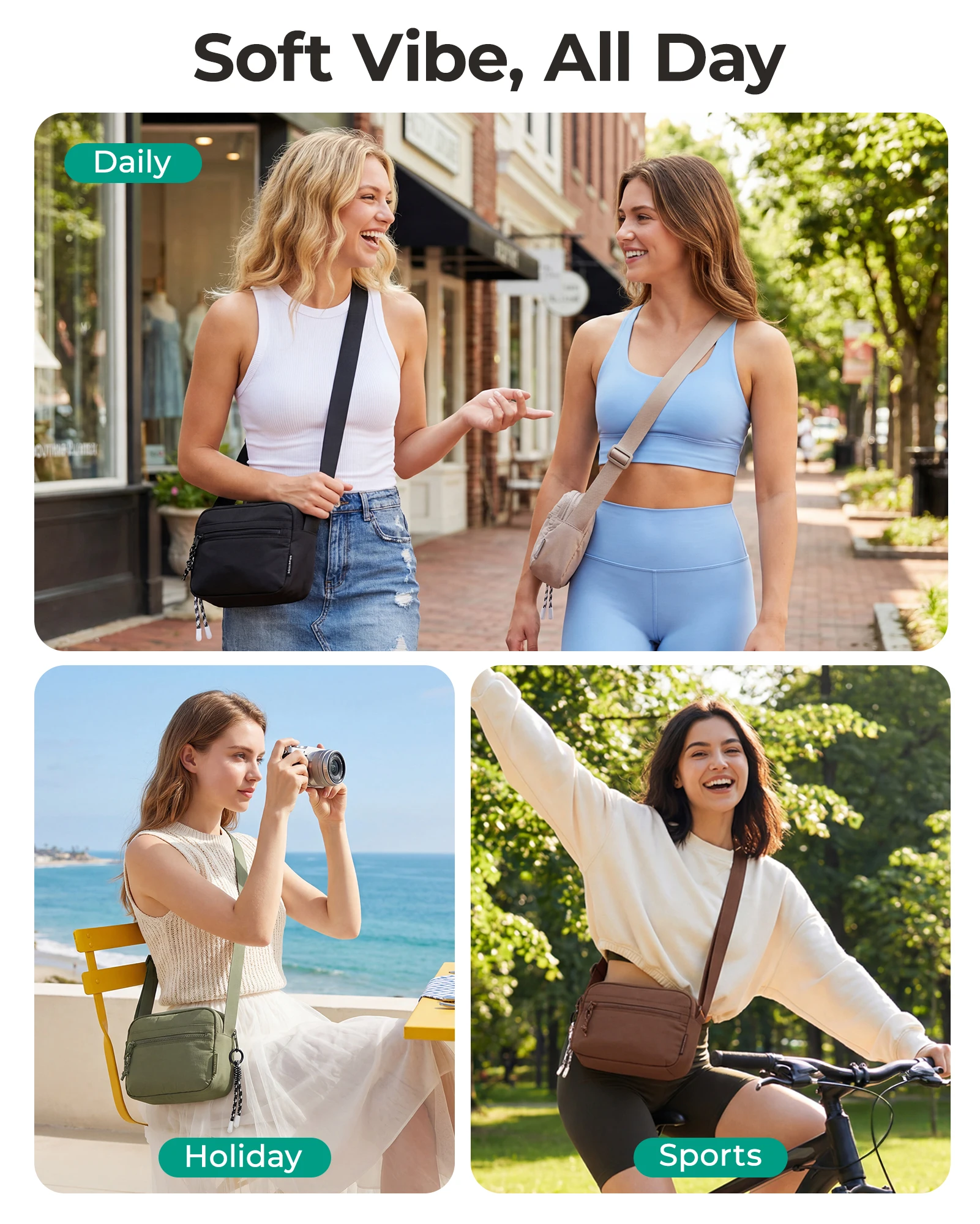 BAGSMART Cross Body Purse Small Crossbody Bags for Women Travel Purse Casual Shoulder Handbag Wallet