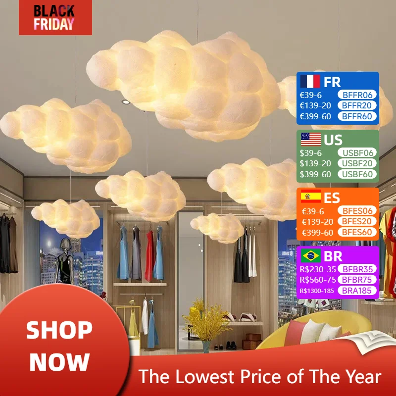 Modern Cloud Chandeliers Bedroom Decorative Kitchen Dining Table Cotton Led Lights Modest Ceiling Lamps for Room Home-appliance