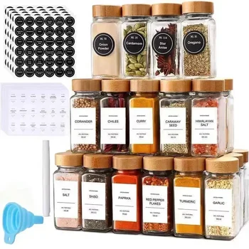 4OZ Square Glass Condiment Bottle 120ml Kitchen Solid Condiment Bottle Salt and Pepper Spice Jars