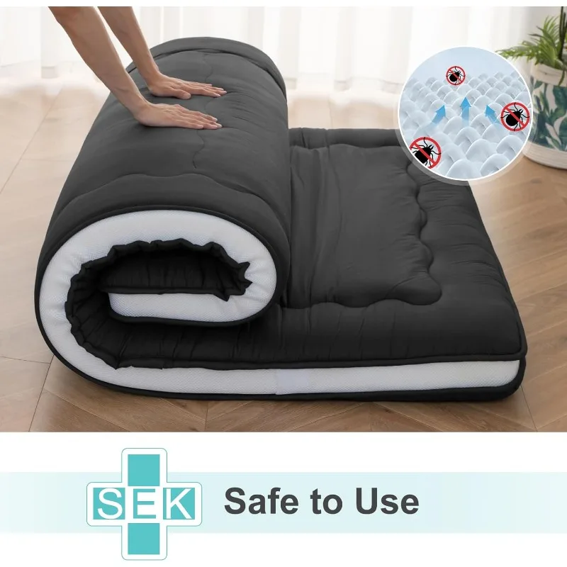 Floor Mattress, Foldable & Portable Shiki Futon (shikibuton), Roll Up Thicken Sleeping Mattress Tatami Mat Sleeping Pad