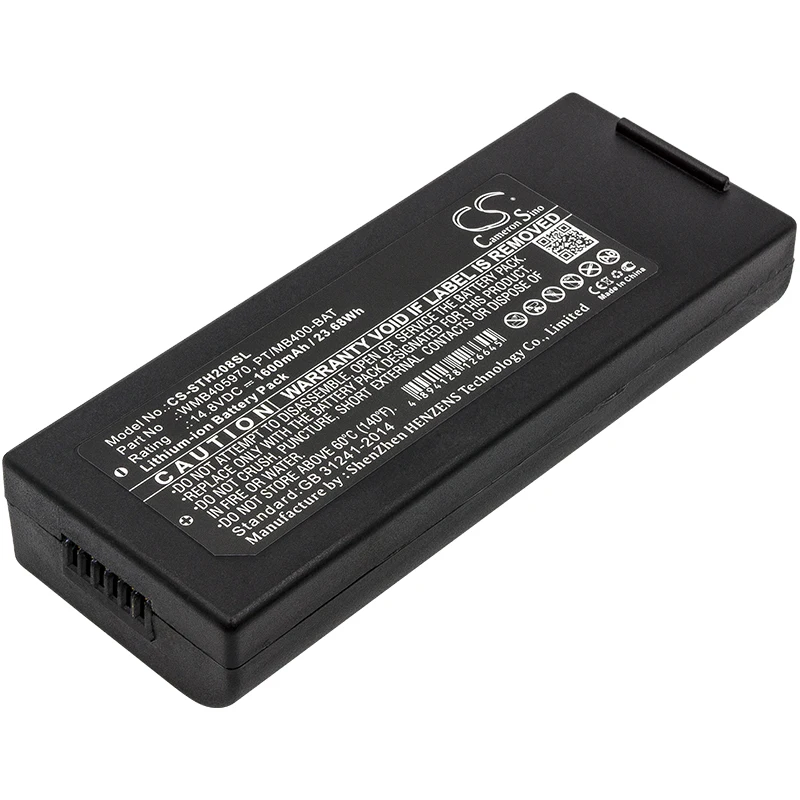 Batería de impresora portátil de iones de litio para Sato, 14,8 v, 1600mAh, PT408e PT412e TH2 TH208 MB400i MB410i, WB 405970   PT/MB400-BAT