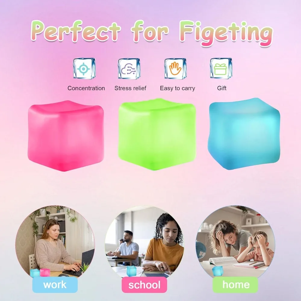 Squishy Ice Cube Stress Ball Zabawka sensoryczna dla dorosłych i dzieci Wolno rosnąca piłka do ściskania Autyzm ADHD Relief Party Gift