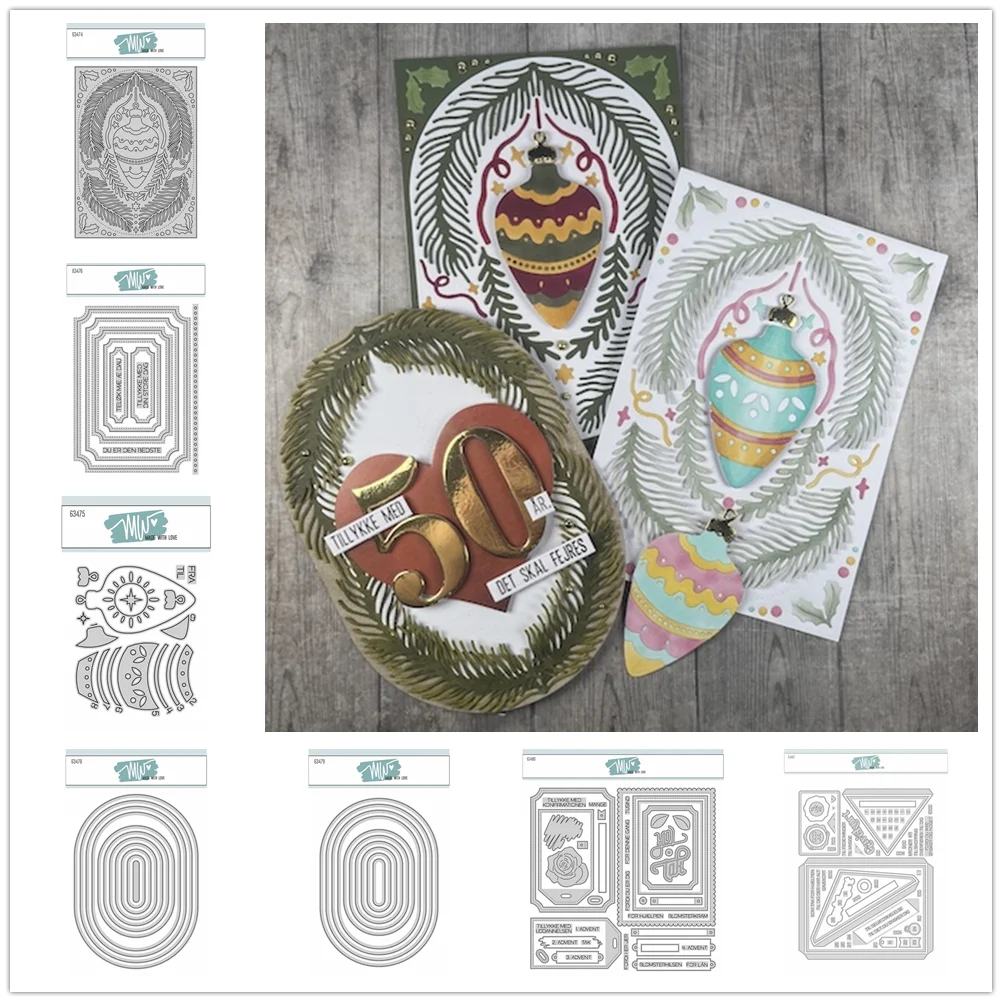 

Basic Ovals Christmas Card Ornament Envelope Box Tillykke Cutting Dies for Scrapbooking New 2025 Paper Making Craft Supplies