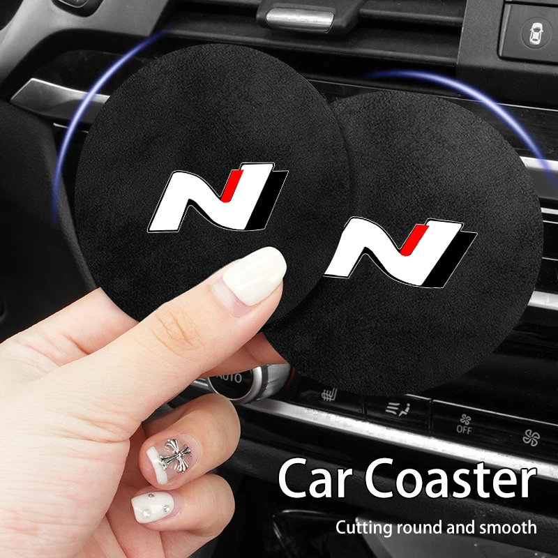 Car Coasters Water Cup Holder Pad Non-slip Cup Slot Mat For Hyundai N Line Performance I30 Sonata Elantra Veloster Kona Tucson