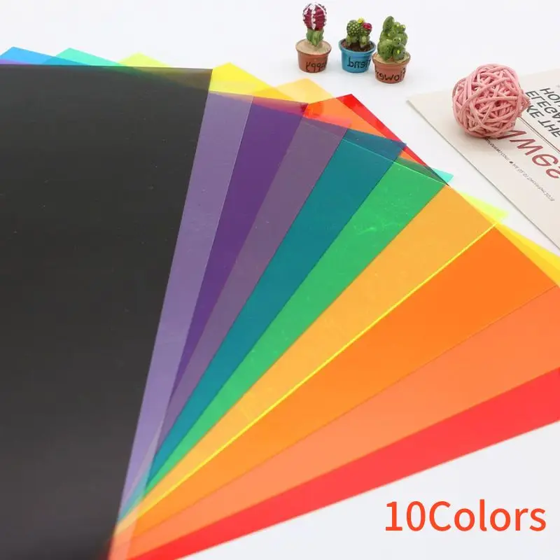 A4 Transparent Plastic Sheet Colour Acetate PVC Sheet 0.3mm Thickness Photography Flash Color Filter Multipurpose Gel Film