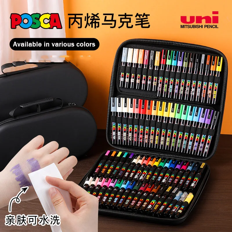 POSCA Full Markers Storage Handbag Suit ,Portable 24/36/48/72 Slots Multifunctional Bag With plumones colores 1M 3M 5M 8K 17K