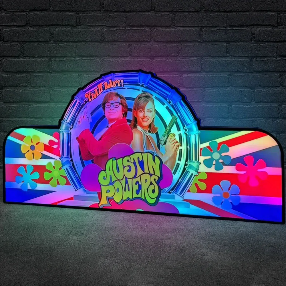 Austin Powers Pinball Topper for Pinball Machine 3D Printed Lightbox Usb Powered & Full Dimmable Game Decor
