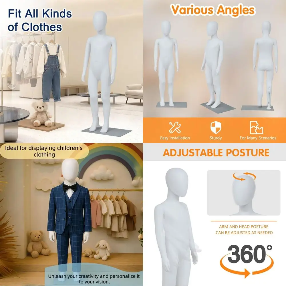 

Детский манекен, полноразмерный, без лица, регулируемый, для одежды мальчиков и девочек, металлическое основание для розничной торговли и витрин
