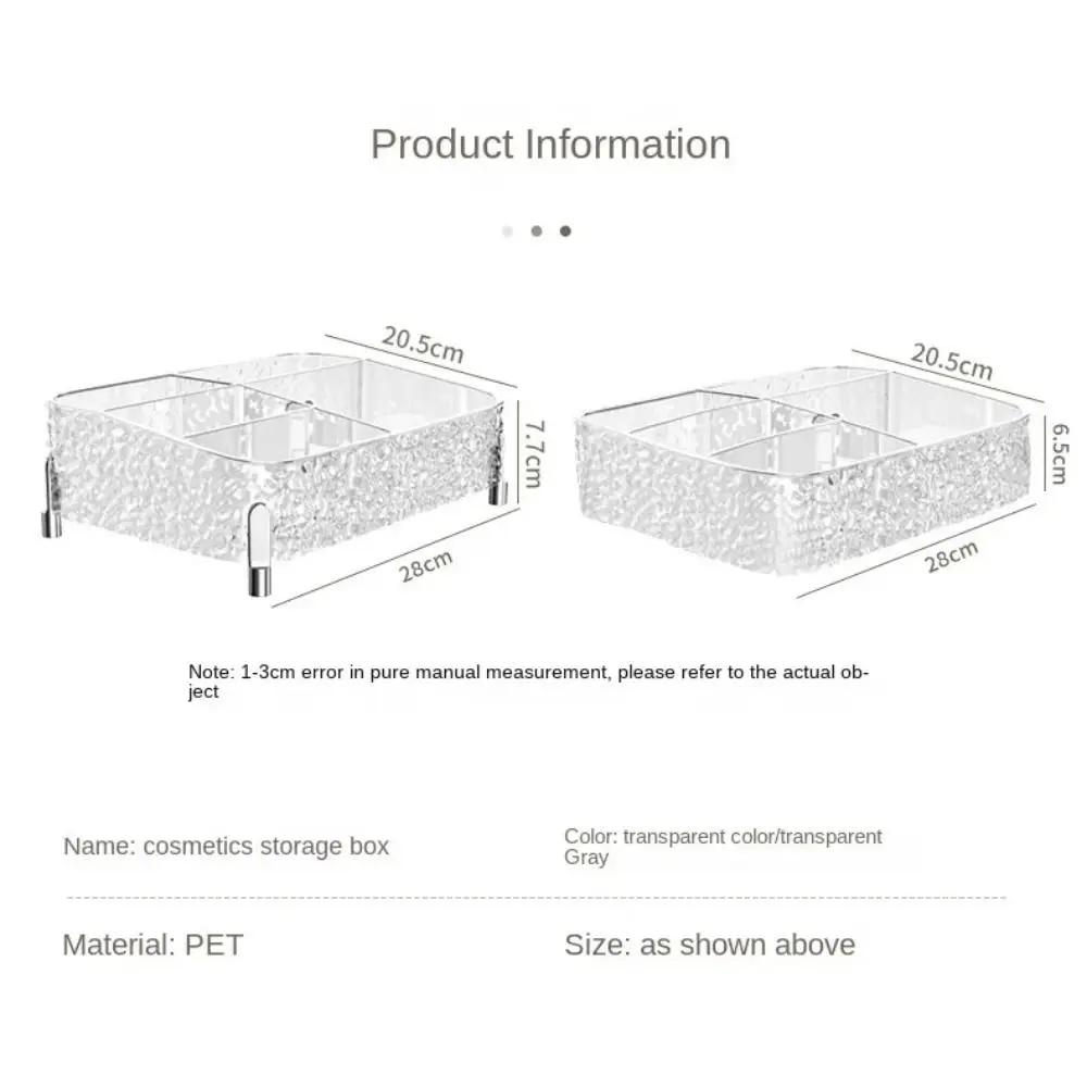 New Glacier-print Makeup Organizer Clear with Legs Makeup Organizer Box PET Split Storage Rack