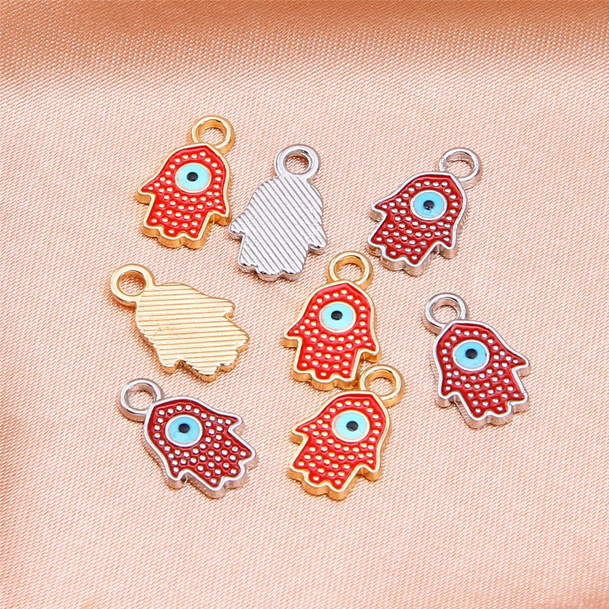 10pcs DIY Zinc Alloy Jewelry Devil's Eye Pendant Hand of Fatima DIY Necklace Earrings Bracelet Accessories