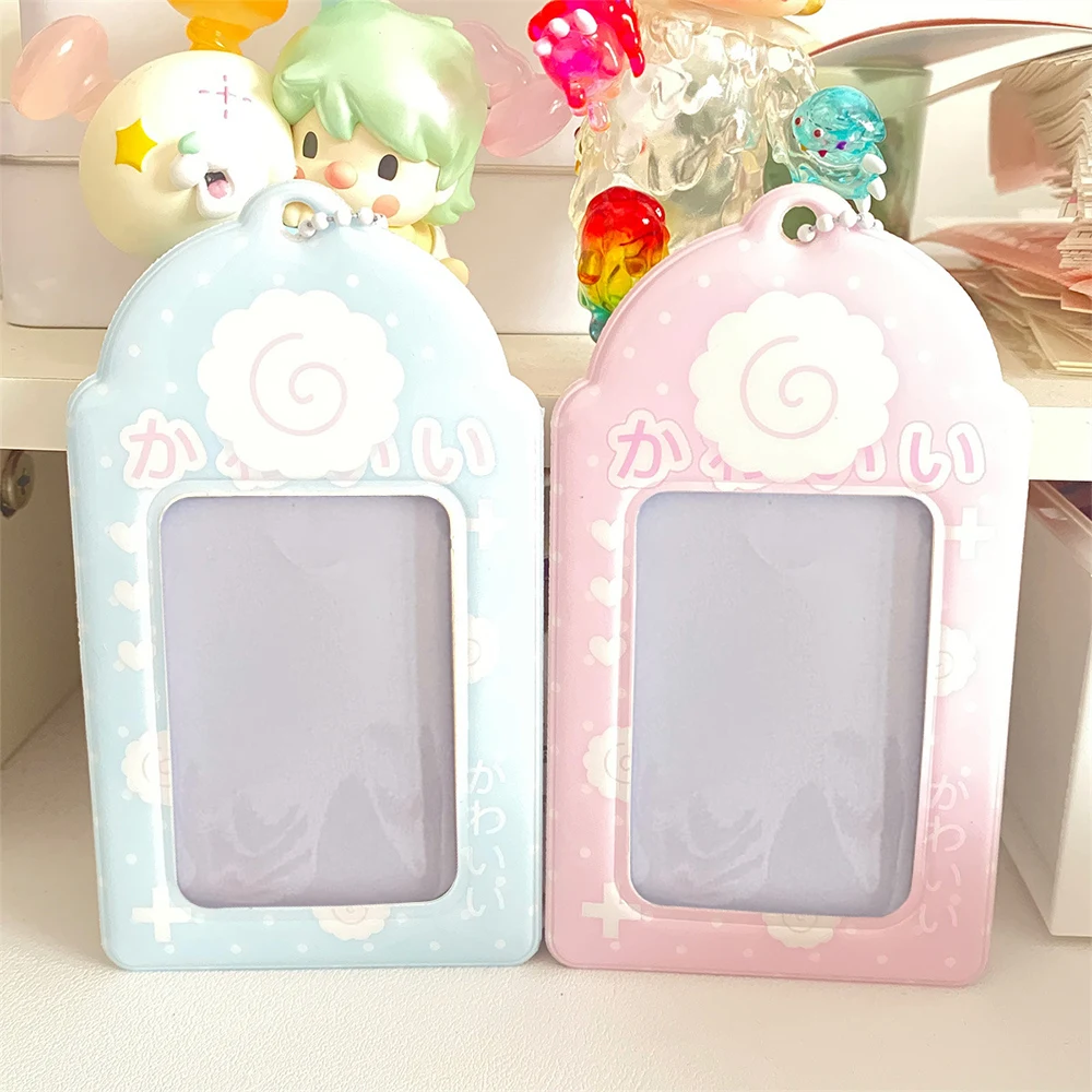 INS-Rosa e Azul Photocard Titular com Chaveiro, Student Bus ID Card Holder, Coreano Idol Foto Manga, Papelaria para Estudante