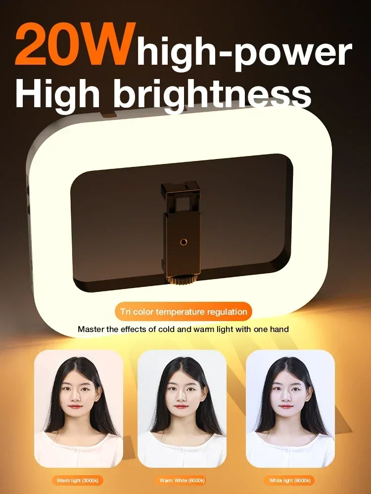 20W Ring Light Cell Phone Handheld Stabilizer2700K-6500K Build in 8000mAh Rechargable Battery Selfie Video light for Smartphone