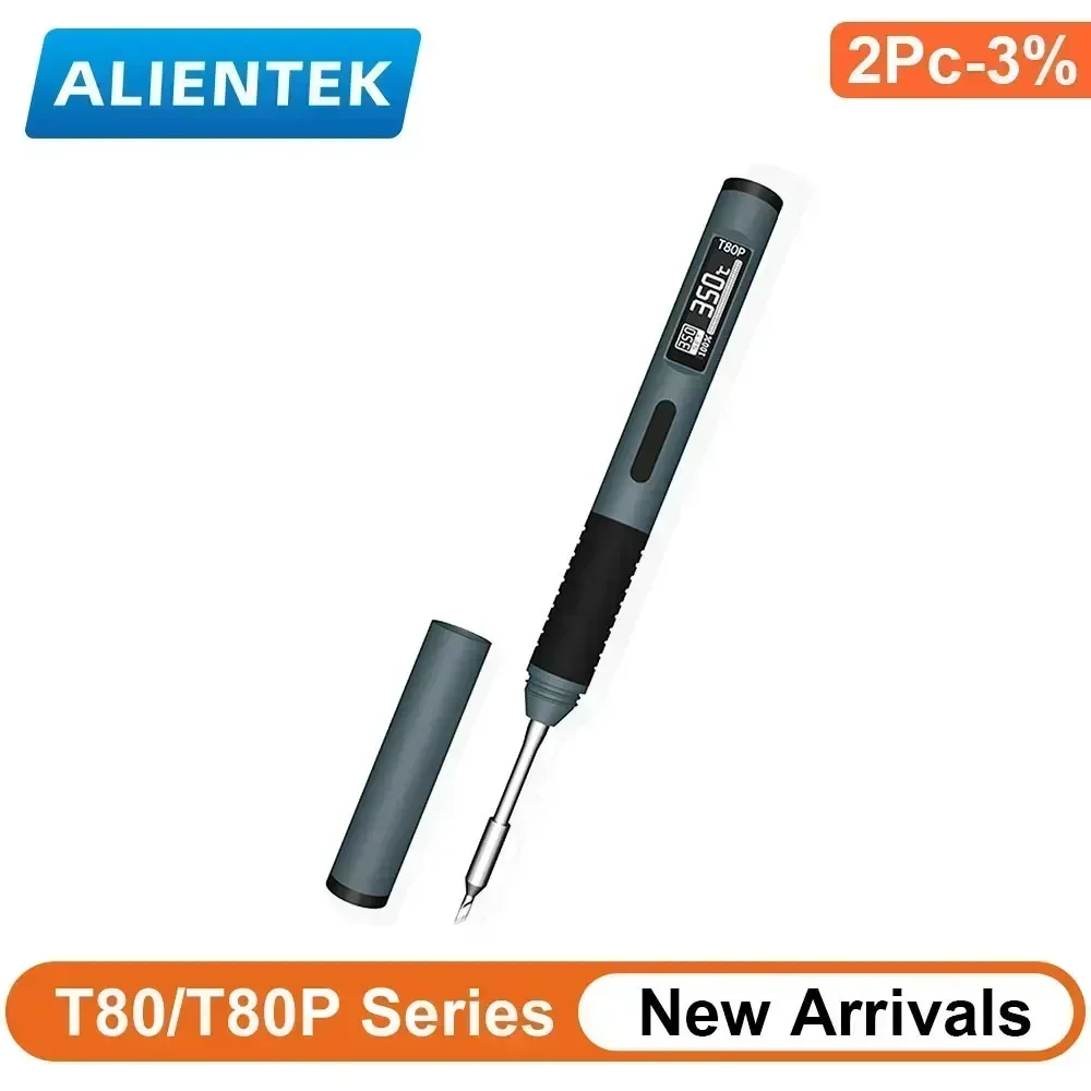 Alientek t80 t80p ferro de solda inteligente pd 65w qc ajustável temperatura constante portátil ferramentas reparo soldagem elétrica