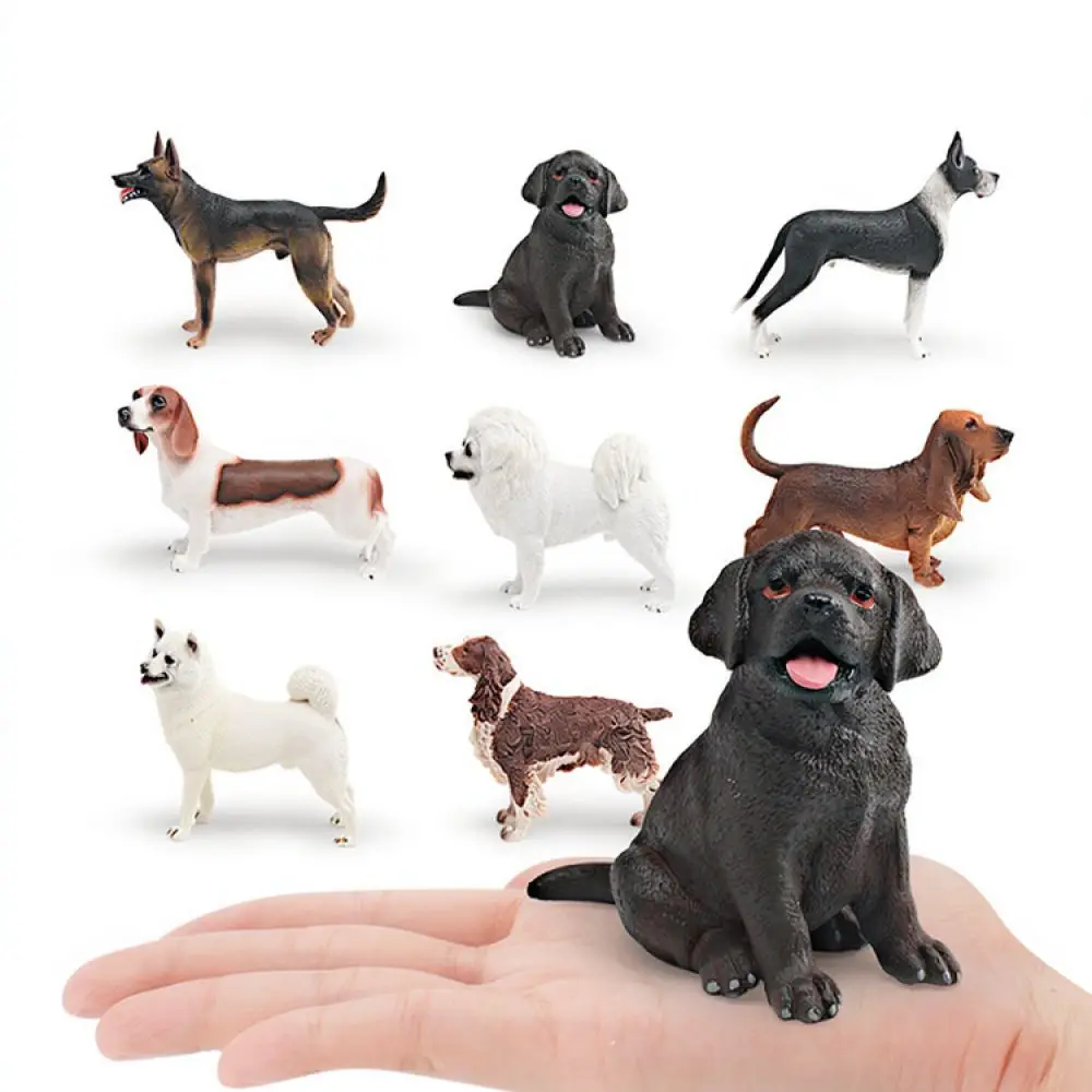 Lifelike Dog Statue PVC Collection Figurines Sheepdog Shiba Inu Great Dane Basset Hound Springer Spaniel Desktop Ornament Gifts