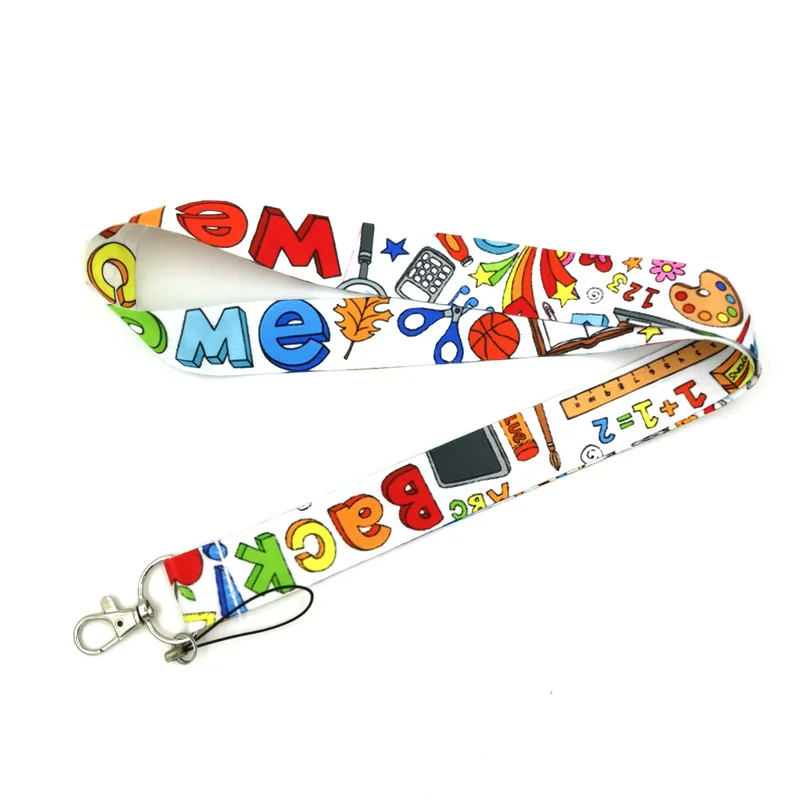 School Supplies Keychain Lanyards Id Badge Holder ID Card Pass Gym Mobile Phone Badge Holder Key Strap Webbings Ribbons Gifts