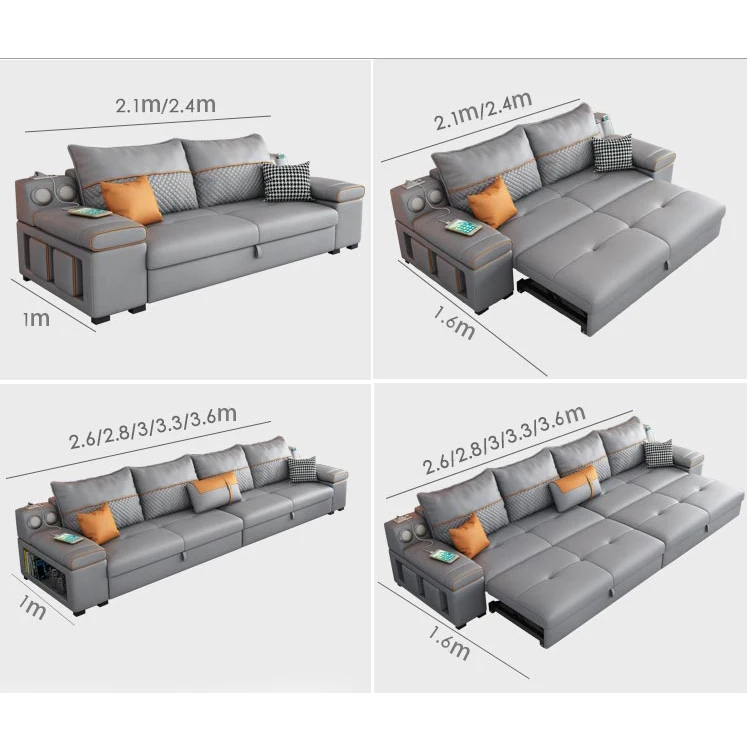 For Furniture Factory New Design Multi-functional Living Room Sofa Back Adjustable Storage Queen Corner  U Shape Sofa Bed
