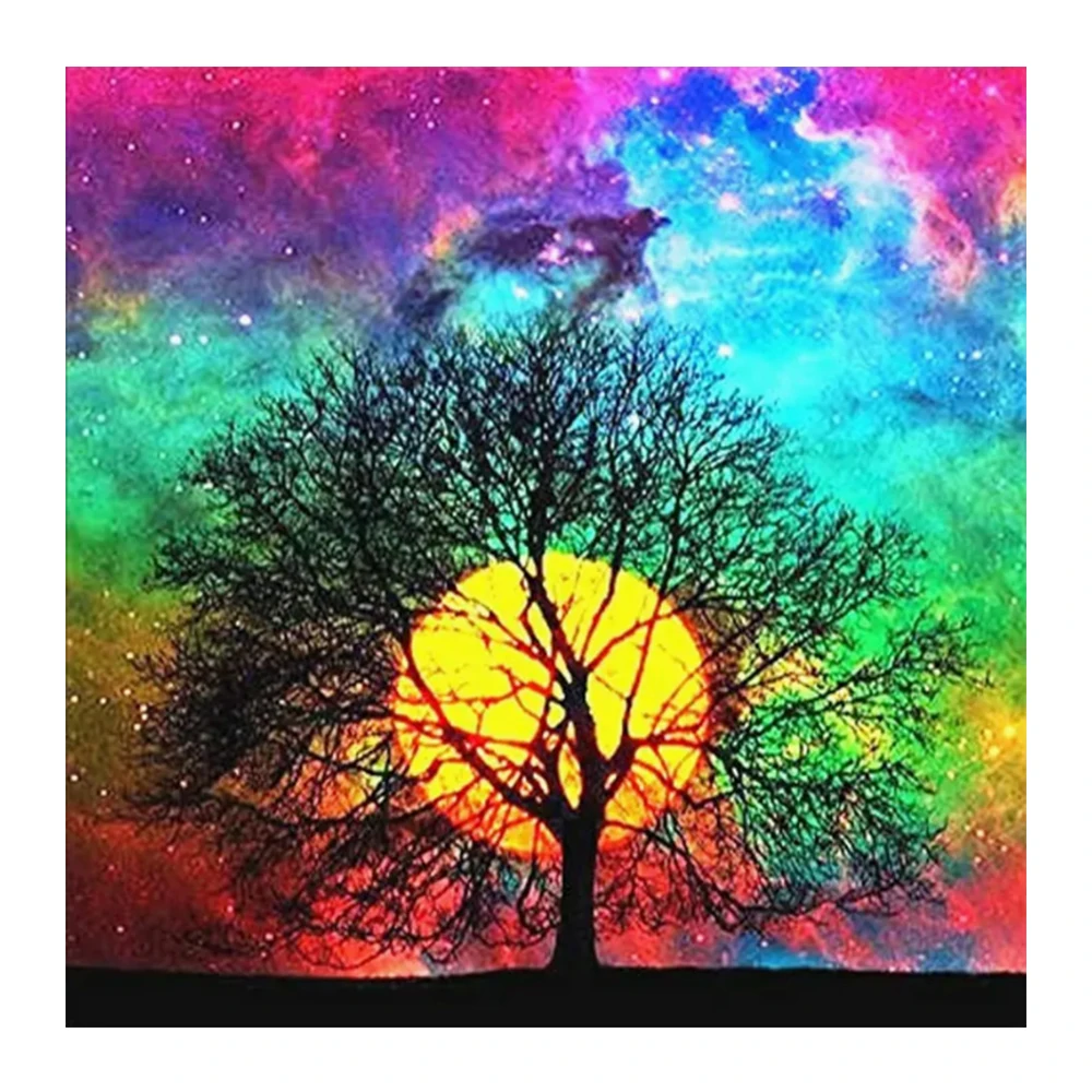 YI BRIGHT 5D Diamond Painting Kit Sun Tree Full Drill Art Craft Canvas for home wall decoration