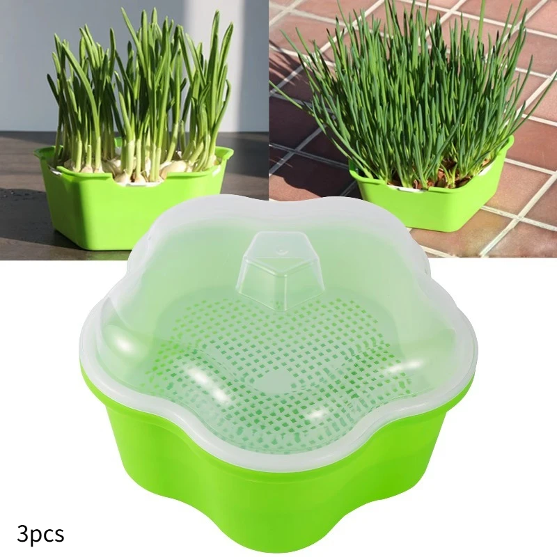 3pcs Sprout Planting Pot Bean Sprouter Seedling Tray Wheat Grass Growing Germination Healthy Sprouts for Home Garden Supplies