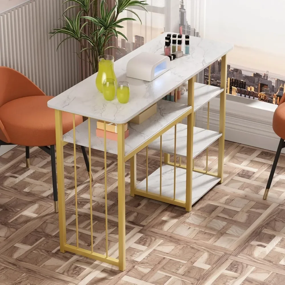 Manicure Table, Nail Desk for Nail Tech, Portable Nail Table, Spacious Storage & Modern.