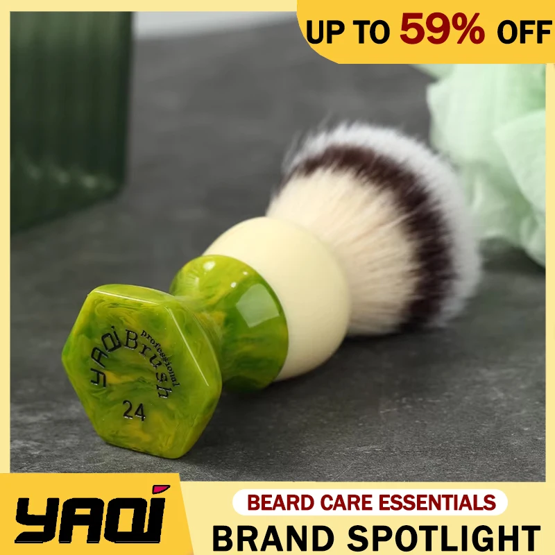 Yaqi Ever-hopeful Silver Cat's Whisker Synthetic Hair Men Wet Shaving Brush High-Quality Synthetic Hair Resin Handle For Shaving