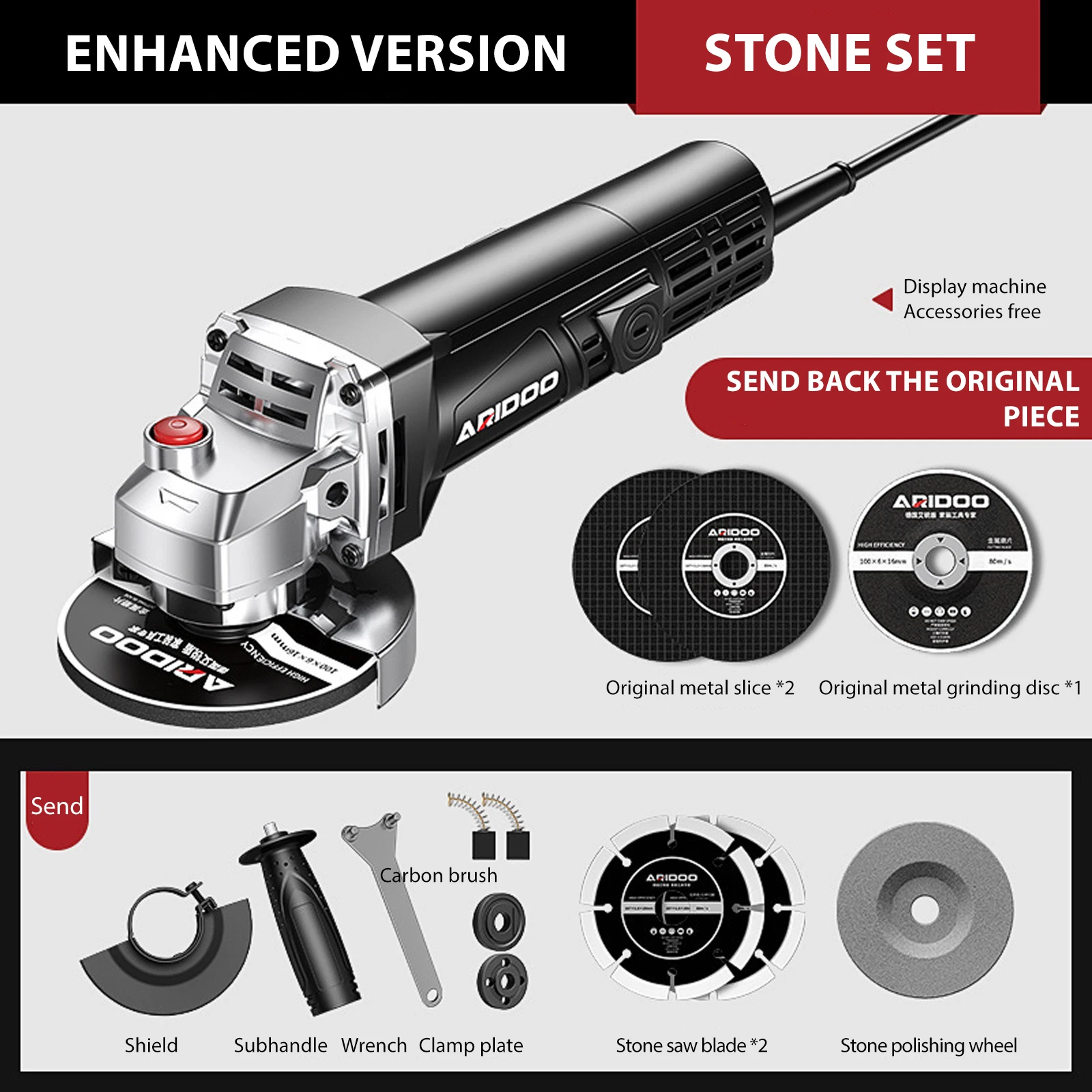 

750W Electric Angle Grinder 220V Corded Grinding Machine 6 Speeds 100mm Electric Grinding Cutting Polishing Power Tool