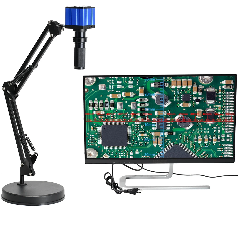 

51MP 1080P HD-MI-USB Industrial Video Digital Microscope Big Visual Field 120x Zoom Lens For PCB Soldering Phone Repair