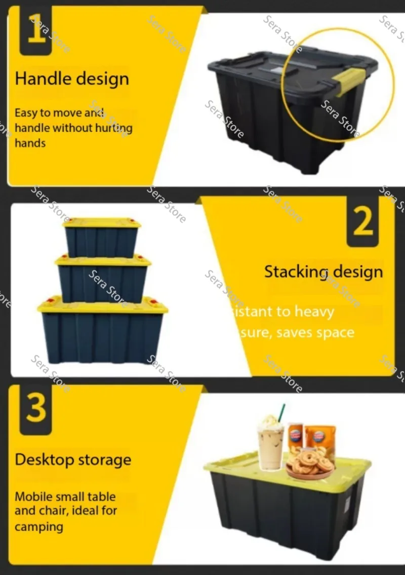 100L Large Capacity Car Trunk Storage Box Heavy Duty Stackable Plastic Organizer Container Waterproof Dustproof Cargo