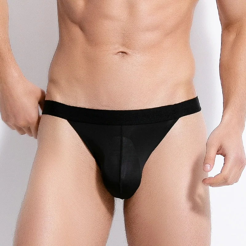 

Low Waist Men's Ice Silk Underwear Thin Sexy High Split Briefs Summer Cool Comfortable Breathable Boys' Boxer orts