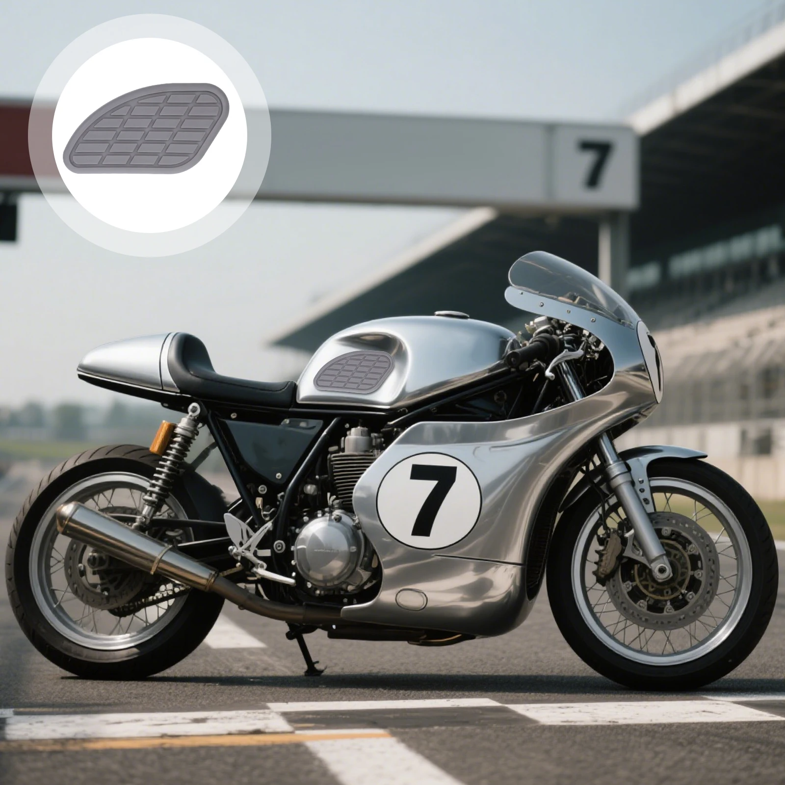 

2Pcs Motorcycle Tank Side Stickers Retro Rubber Fuel Tank Pad Protector Easy Install Durable Motorcycle Accessories