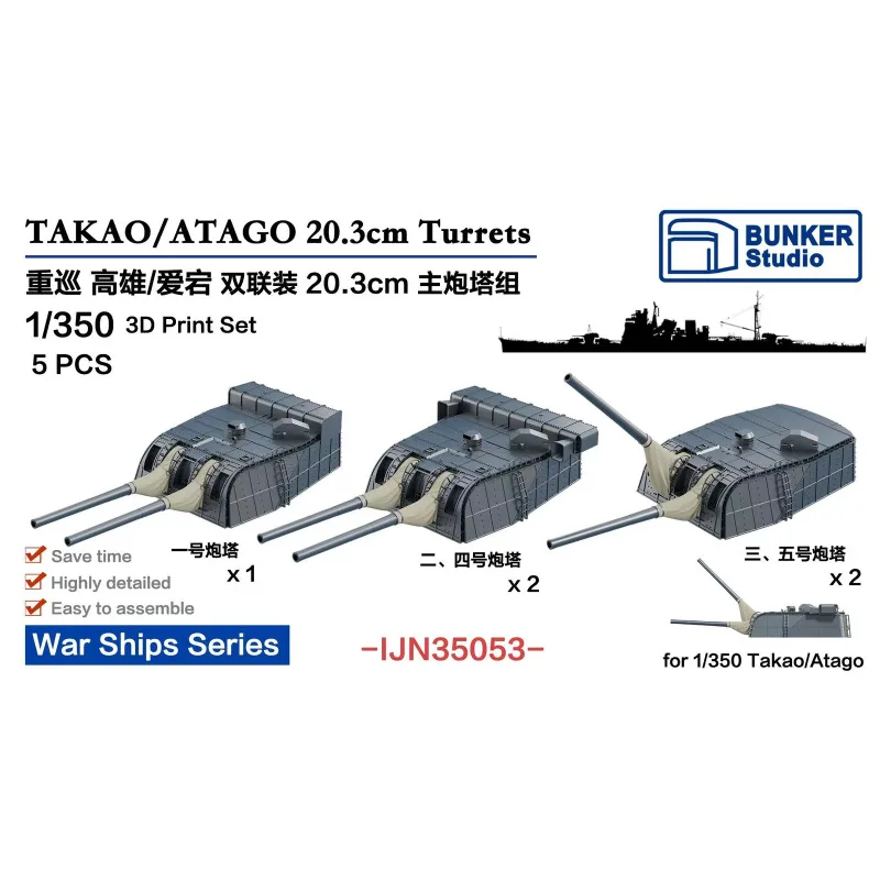 BUNKER Studio IJN35053 1/350 TAKAO/ATAGO 20.3cm Turrets 3d print model kit