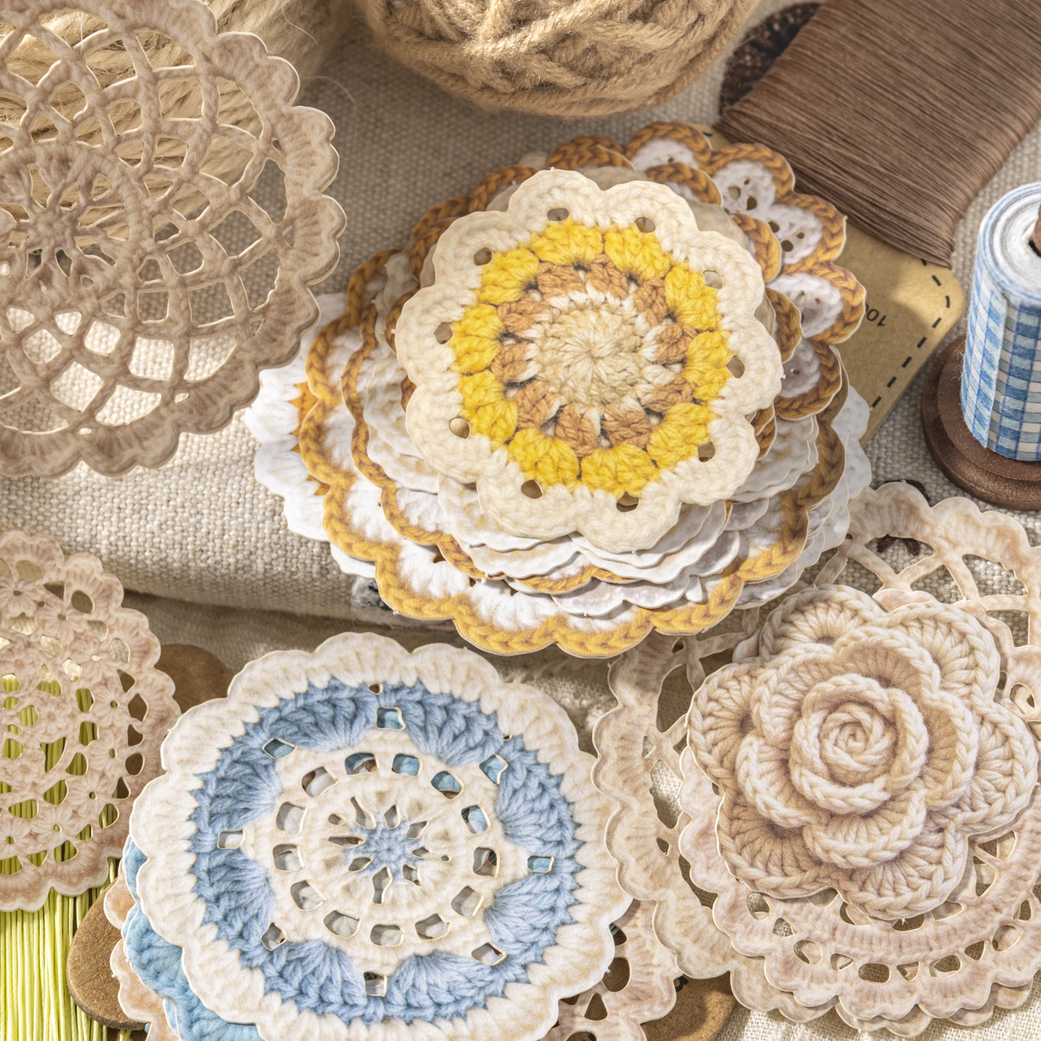 Flower Weave Clear Dream Series Vintage Cloth Hollow Landscape Material Paper Creative DIY Junk Journal Collage Stationery