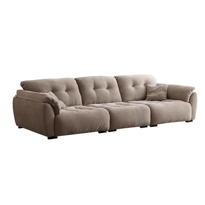 Cloud Cream Fabric Sofa with Movable Backrest Deep Seat Multifunctional Living Room Furniture Large Size